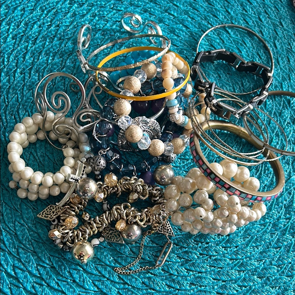 Elegant Silver and Gold Bracelet Set
